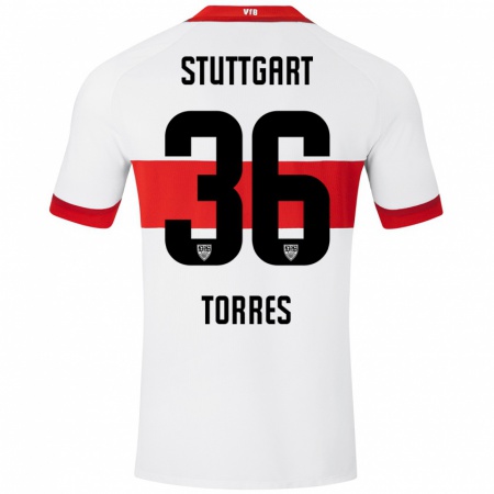 Kandiny Kinder Yohann Torres #36 Weiß Rot Heimtrikot Trikot 2024/25 T-Shirt