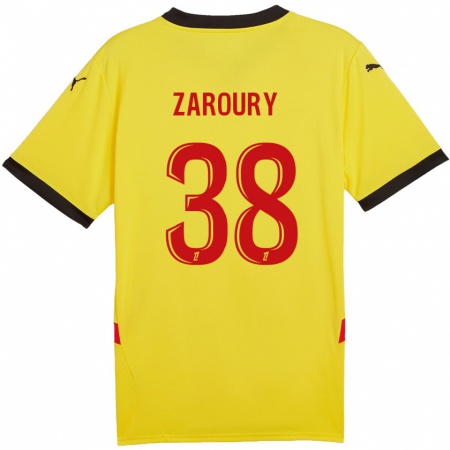 Kandiny Kinder Anass Zaroury #38 Gelb Rot Heimtrikot Trikot 2024/25 T-Shirt