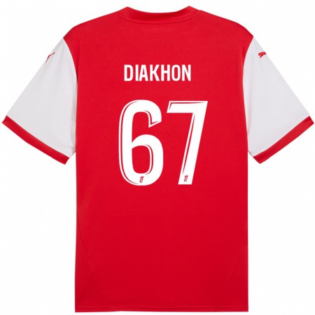 Kandiny Kinder Mamadou Diakhon #67 Rot Weiß Heimtrikot Trikot 2024/25 T-Shirt