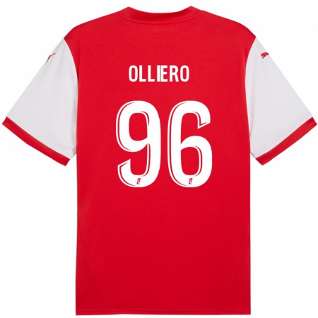 Kandiny Kinder Alexandre Olliero #96 Rot Weiß Heimtrikot Trikot 2024/25 T-Shirt