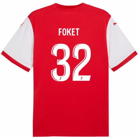 Kandiny Kinder Thomas Foket #32 Rot Weiß Heimtrikot Trikot 2024/25 T-Shirt