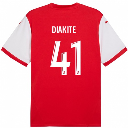 Kandiny Kinder Ibrahim Diakité #41 Rot Weiß Heimtrikot Trikot 2024/25 T-Shirt