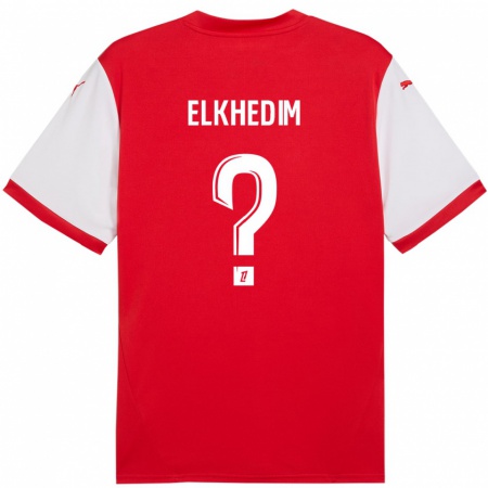 Kandiny Kinder Abdenoor Elkhedim #0 Rot Weiß Heimtrikot Trikot 2024/25 T-Shirt