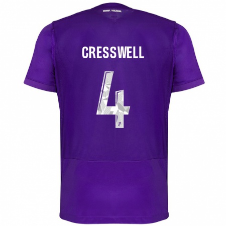 Kandiny Kinder Charlie Cresswell #4 Violett Weiß Heimtrikot Trikot 2024/25 T-Shirt