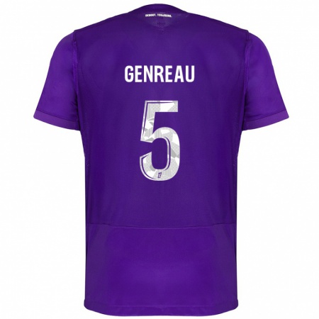 Kandiny Kinder Denis Genreau #5 Violett Weiß Heimtrikot Trikot 2024/25 T-Shirt