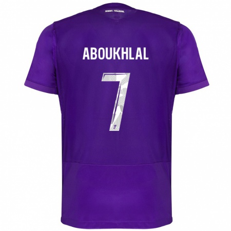 Kandiny Kinder Zakaria Aboukhlal #7 Violett Weiß Heimtrikot Trikot 2024/25 T-Shirt