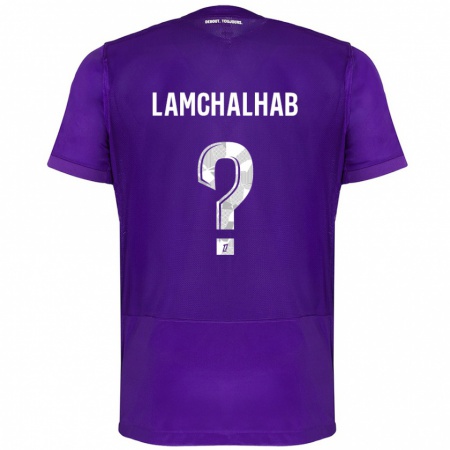 Kandiny Kinder Merwan Lamchalhab #0 Violett Weiß Heimtrikot Trikot 2024/25 T-Shirt