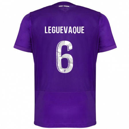 Kandiny Kinder Laurie Leguevaque #6 Violett Weiß Heimtrikot Trikot 2024/25 T-Shirt