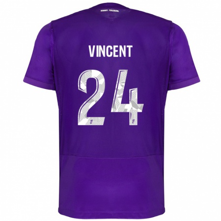 Kandiny Kinder Magalie Vincent #24 Violett Weiß Heimtrikot Trikot 2024/25 T-Shirt