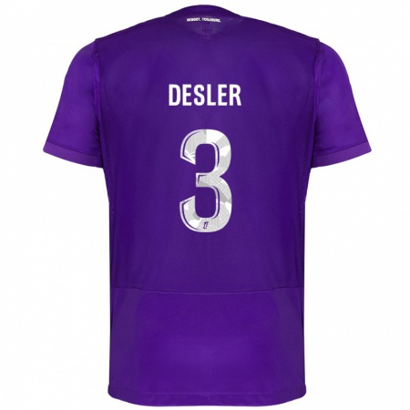 Kandiny Kinder Mikkel Desler #3 Violett Weiß Heimtrikot Trikot 2024/25 T-Shirt