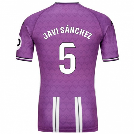 Kandiny Kinder Javi Sánchez #5 Violett Weiß Heimtrikot Trikot 2024/25 T-Shirt