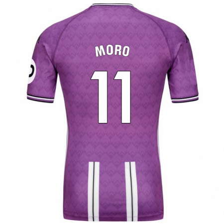 Kandiny Kinder Raúl Moro #11 Violett Weiß Heimtrikot Trikot 2024/25 T-Shirt