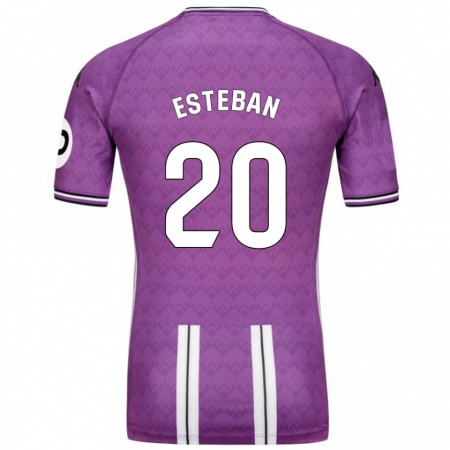 Kandiny Kinder Sergio Esteban #20 Violett Weiß Heimtrikot Trikot 2024/25 T-Shirt