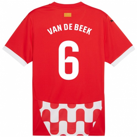 Kandiny Kinder Donny Van De Beek #6 Rot Weiß Heimtrikot Trikot 2024/25 T-Shirt