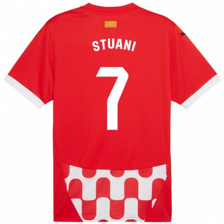 Kandiny Kinder Cristhian Stuani #7 Rot Weiß Heimtrikot Trikot 2024/25 T-Shirt