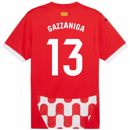 Kandiny Kinder Paulo Gazzaniga #13 Rot Weiß Heimtrikot Trikot 2024/25 T-Shirt