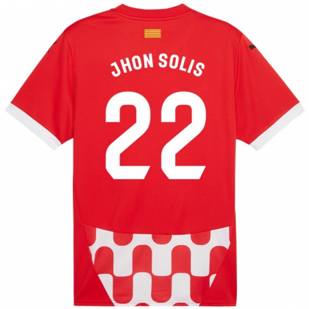 Kandiny Kinder Jhon Solís #22 Rot Weiß Heimtrikot Trikot 2024/25 T-Shirt