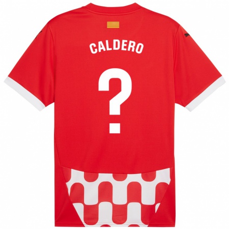 Kandiny Kinder Nil Calderó #0 Rot Weiß Heimtrikot Trikot 2024/25 T-Shirt