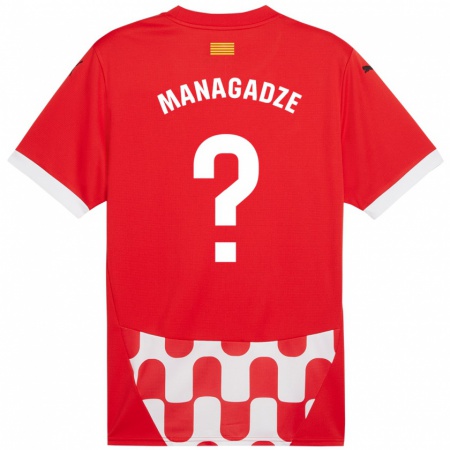 Kandiny Kinder Luka Managadze #0 Rot Weiß Heimtrikot Trikot 2024/25 T-Shirt