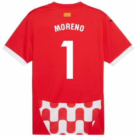 Kandiny Kinder Gerard Moreno #1 Rot Weiß Heimtrikot Trikot 2024/25 T-Shirt