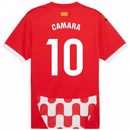 Kandiny Kinder Dawda Camara #10 Rot Weiß Heimtrikot Trikot 2024/25 T-Shirt