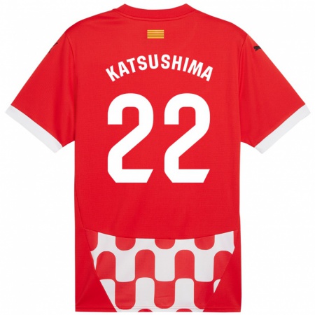 Kandiny Kinder Shinnosuke Katsushima #22 Rot Weiß Heimtrikot Trikot 2024/25 T-Shirt