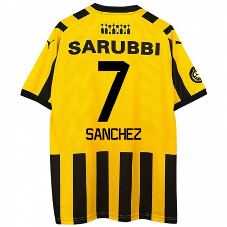 Kandiny Kinder Carlos Sánchez #7 Gelb Schwarz Heimtrikot Trikot 2024/25 T-Shirt