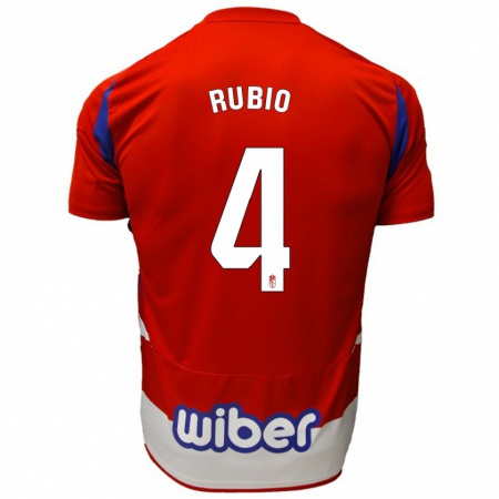 Kandiny Kinder Miguel Rubio #4 Rot Weiß Blau Heimtrikot Trikot 2024/25 T-Shirt