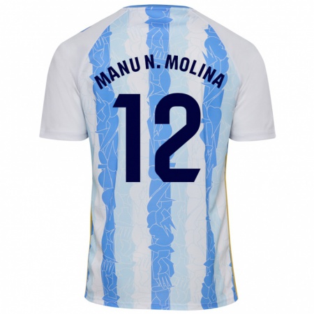 Kandiny Kinder Manu Molina #12 Weiß Blau Heimtrikot Trikot 2024/25 T-Shirt