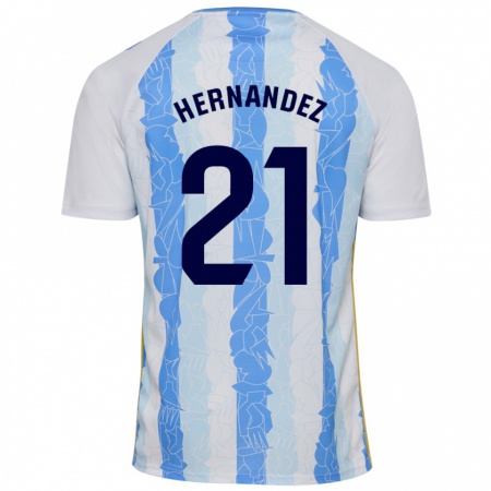 Kandiny Kinder Juan Hernández #21 Weiß Blau Heimtrikot Trikot 2024/25 T-Shirt