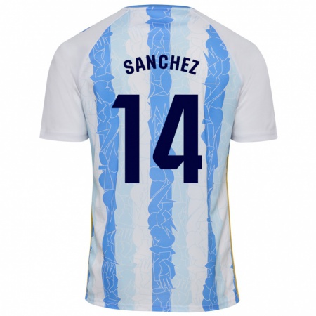 Kandiny Kinder Rubén Sánchez #14 Weiß Blau Heimtrikot Trikot 2024/25 T-Shirt