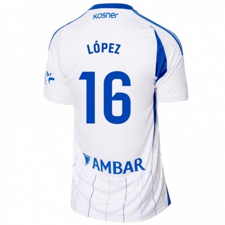 Kandiny Kinder Juan López #16 Rot Weiß Heimtrikot Trikot 2024/25 T-Shirt