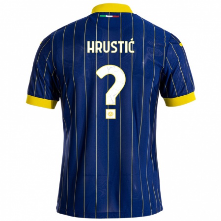 Kandiny Kinder Ajdin Hrustić #0 Blau Gelb Heimtrikot Trikot 2024/25 T-Shirt