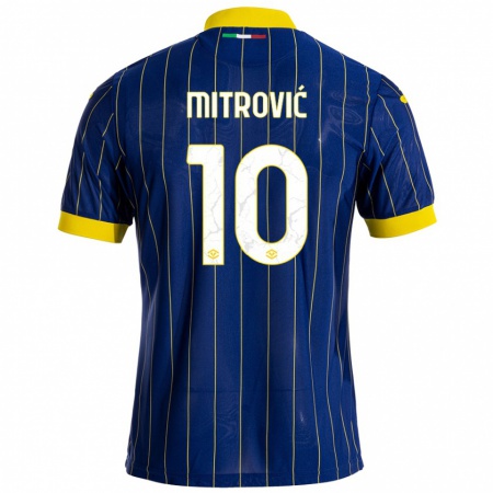 Kandiny Kinder Stefan Mitrović #10 Blau Gelb Heimtrikot Trikot 2024/25 T-Shirt