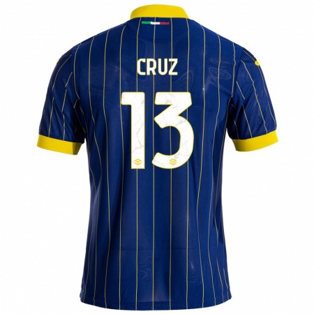 Kandiny Kinder Juan Manuel Cruz #13 Blau Gelb Heimtrikot Trikot 2024/25 T-Shirt