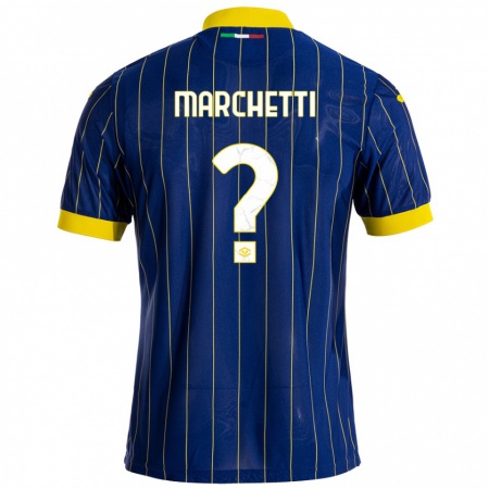 Kandiny Kinder Nicolò Marchetti #0 Blau Gelb Heimtrikot Trikot 2024/25 T-Shirt