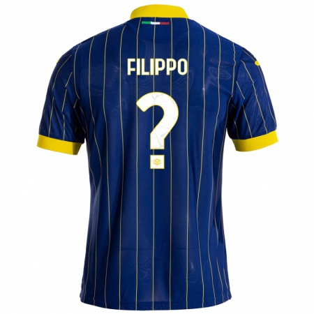 Kandiny Kinder Filippo Minucelli #0 Blau Gelb Heimtrikot Trikot 2024/25 T-Shirt