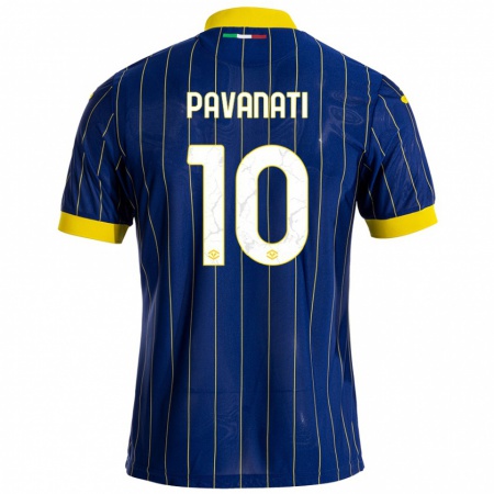 Kandiny Kinder Alessandro Pavanati #10 Blau Gelb Heimtrikot Trikot 2024/25 T-Shirt