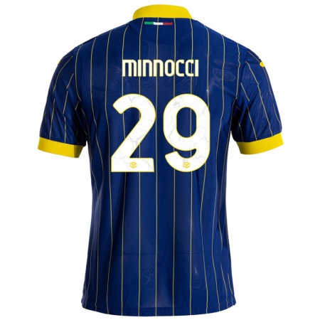 Kandiny Kinder Valerio Minnocci #29 Blau Gelb Heimtrikot Trikot 2024/25 T-Shirt