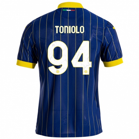 Kandiny Kinder Giacomo Toniolo #94 Blau Gelb Heimtrikot Trikot 2024/25 T-Shirt