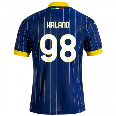 Kandiny Kinder Benedicte Iversen Håland #98 Blau Gelb Heimtrikot Trikot 2024/25 T-Shirt