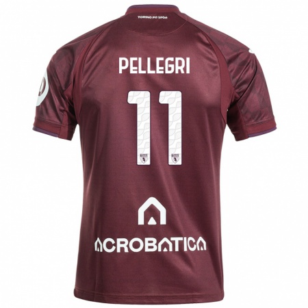 Kandiny Kinder Pietro Pellegri #11 Kastanienbraun Weiß Heimtrikot Trikot 2024/25 T-Shirt