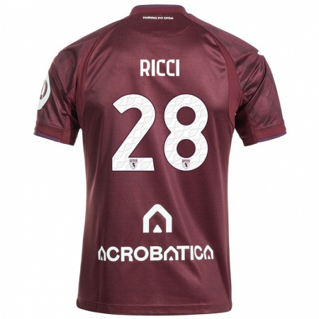 Kandiny Kinder Samuele Ricci #28 Kastanienbraun Weiß Heimtrikot Trikot 2024/25 T-Shirt