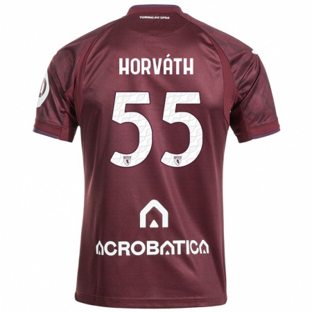 Kandiny Kinder Krisztofer Horváth #55 Kastanienbraun Weiß Heimtrikot Trikot 2024/25 T-Shirt