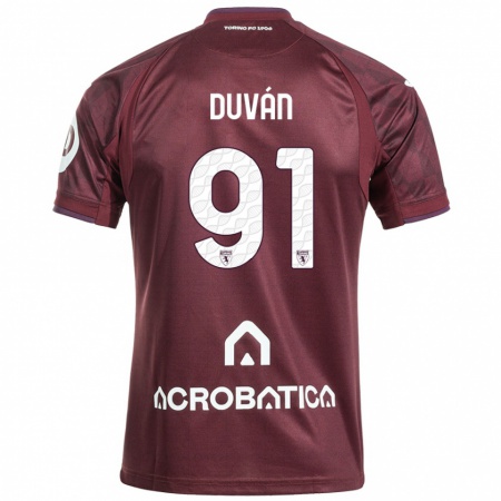 Kandiny Kinder Duván Zapata #91 Kastanienbraun Weiß Heimtrikot Trikot 2024/25 T-Shirt