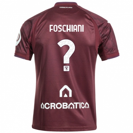 Kandiny Kinder Francesco Foschiani #0 Kastanienbraun Weiß Heimtrikot Trikot 2024/25 T-Shirt