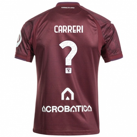 Kandiny Kinder Carlo Carreri #0 Kastanienbraun Weiß Heimtrikot Trikot 2024/25 T-Shirt