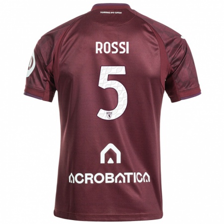 Kandiny Kinder Simone Rossi #5 Kastanienbraun Weiß Heimtrikot Trikot 2024/25 T-Shirt