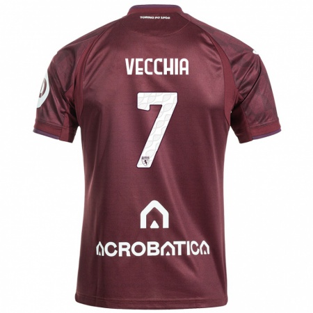 Kandiny Kinder Marco Dalla Vecchia #7 Kastanienbraun Weiß Heimtrikot Trikot 2024/25 T-Shirt