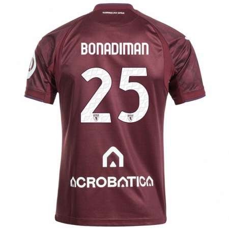 Kandiny Kinder Matteo Bonadiman #25 Kastanienbraun Weiß Heimtrikot Trikot 2024/25 T-Shirt